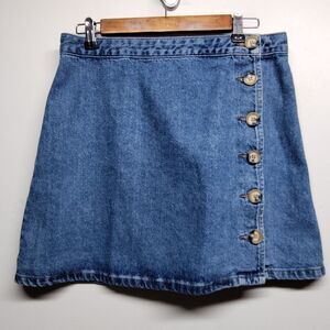 Asos Denim Wrap Mini Skirt Women 12 Blue Y2K Retro Streetwear Casual Festival